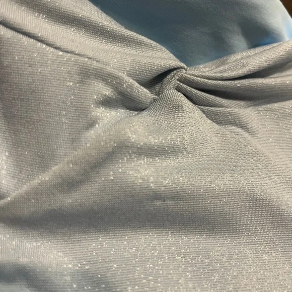 NWT l*space Shimmer Nancy Lee Bikini Bottom Bitsy Pale Blue High Waist Crossover - Picture 8 of 11